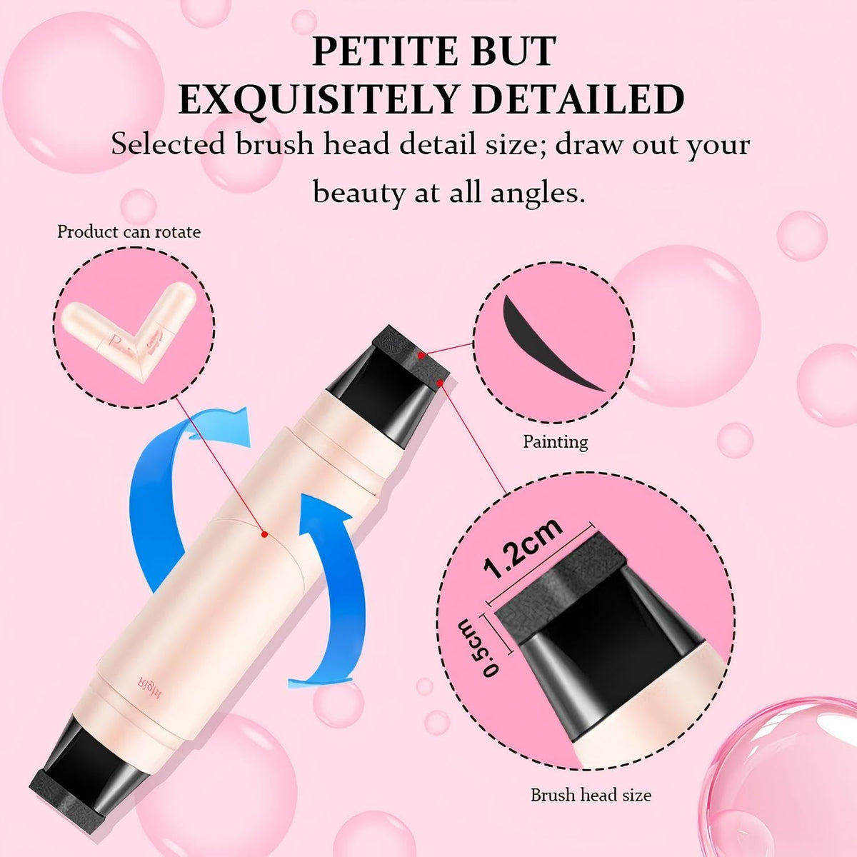 PAGE VINE Winged Eyeliner Stamp Pen Dual Head Rotating Design, Quick-Dry, Long-Lasting, Smudge-Proof for Easy Cat Eye (Black)